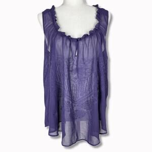 Nom De Plume Racer Back Sheer Tank Top Sz L